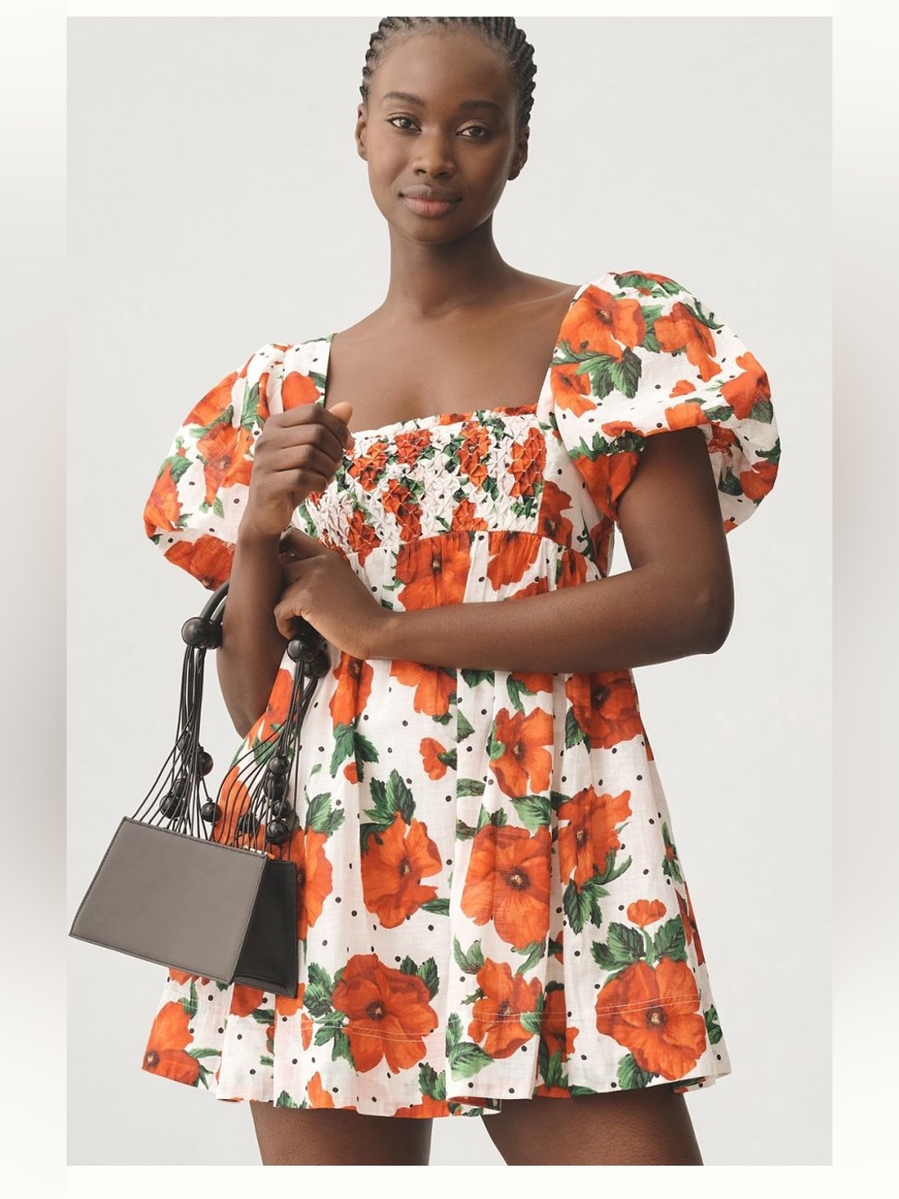 NWT Anthropologie Maeve Square Neck Smocked Babydoll Dress - Small Petite